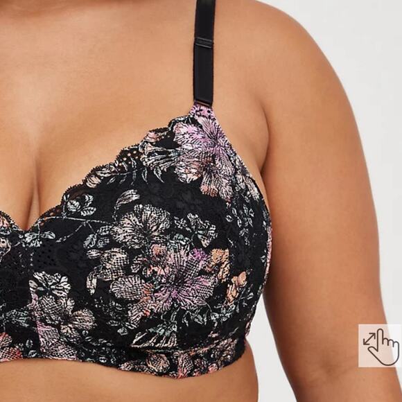 Torrid NWT Lightly Lined Everyday Wire-Free Bra Floral 360° Back Smoothing 46D - Picture 4 of 11